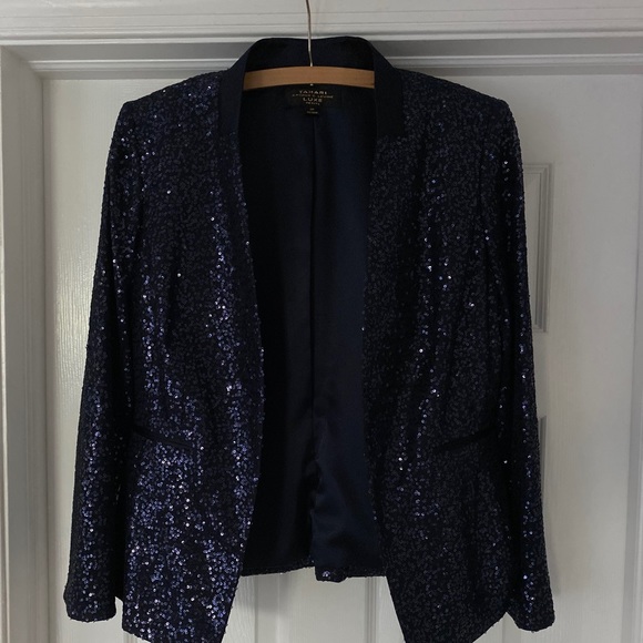 Tahari Petite Navy Suit Sequin 8P NWT - Picture 6 of 8